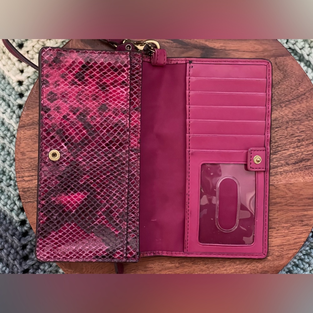 Coach Red Python Print Wristlet Wallet - image 7